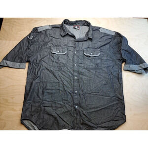 Red Ape Short Sleeve Button Up Front Pockets Black Shirt Men's Size 4XL